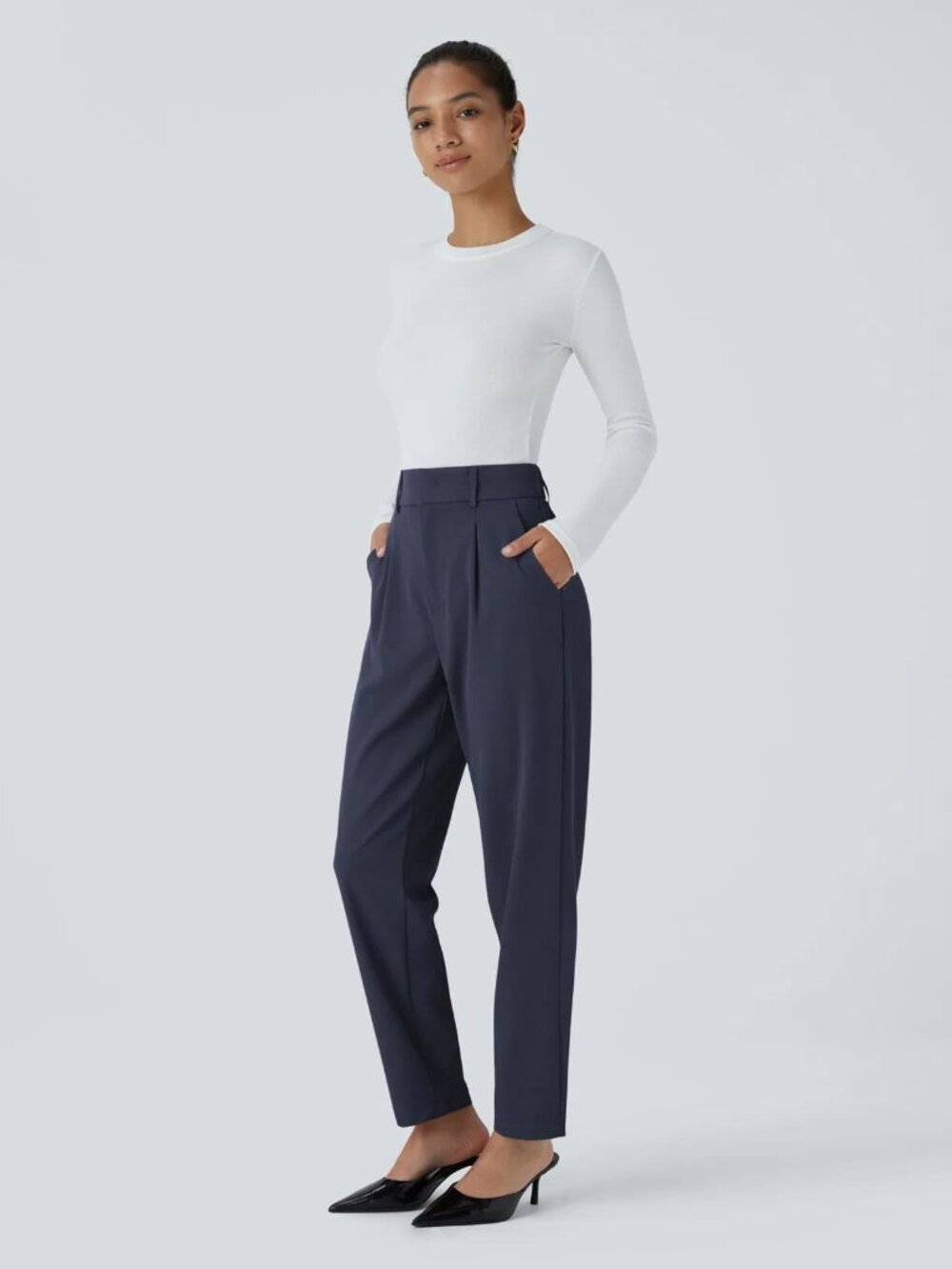 XL Tall Black Iris Halara Flex High Waist Work Tapered Pants 50% off